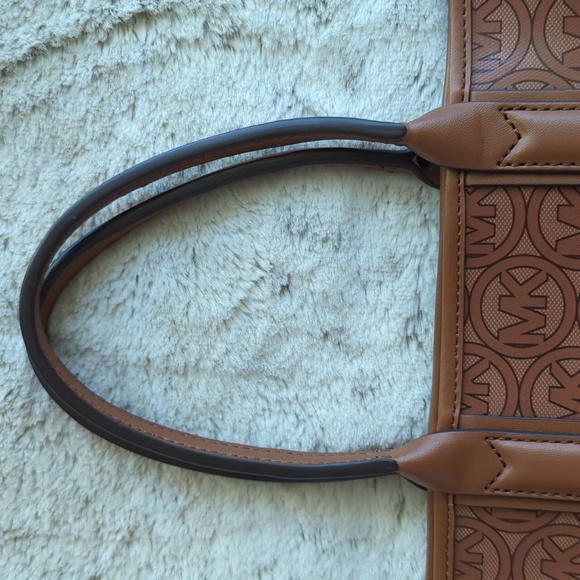 Michael Kors Luggage Brown Jodie Small Logo Jacquard Tote Bag Recycled Purse - Picture 9 of 11